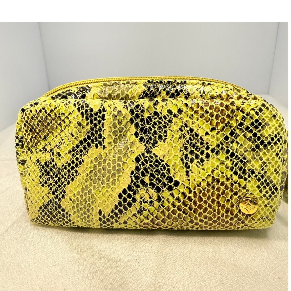 Stephanie Johnson Mini Pouch Lima Lime Yellow NWT Snakeskin Embossed